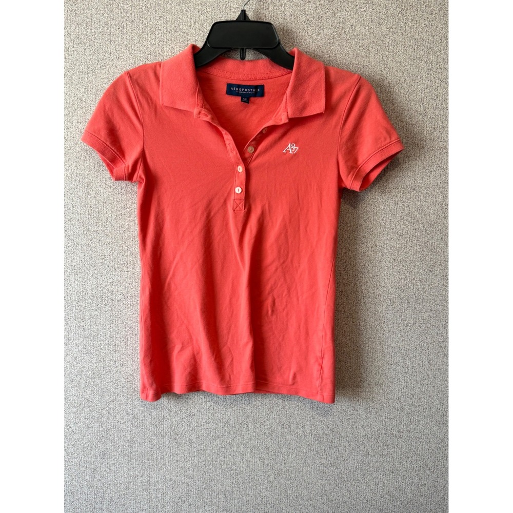 Aeropostale Coral Pink Short Sleeve Polo Shirt Embroidered Logo Size S P